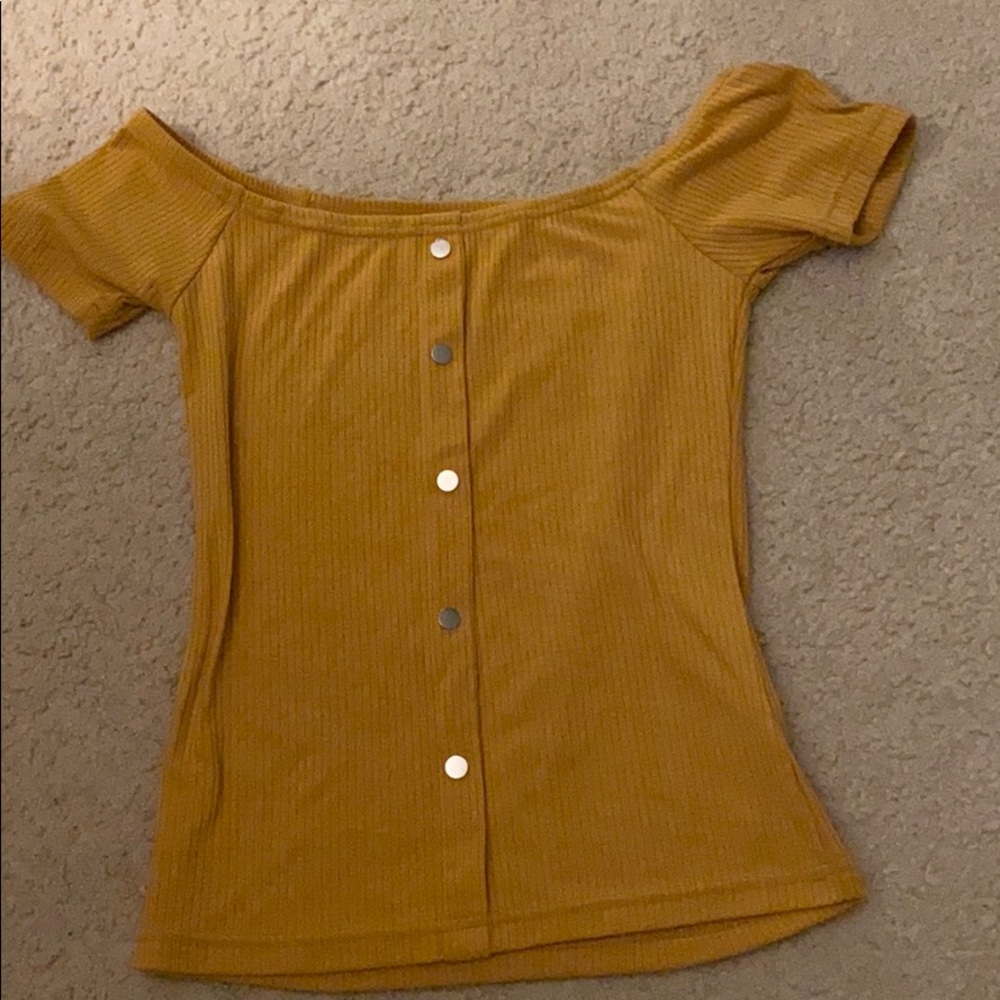 Mustar Yellow Buttoned wise neck shirt
